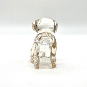 Vintage Mopey Clear Glass Dog Figurine Puppy‎ Doggy Paperweight 3"